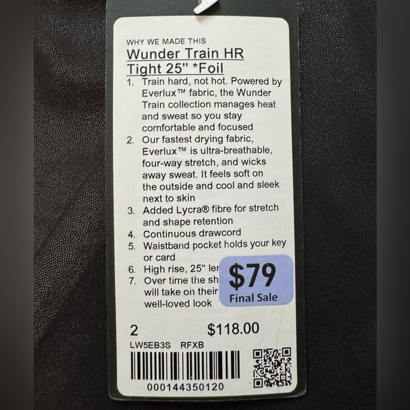 Limited Edition Wunder Train HR Tight Leggings 25” Foil - Picture 5 of 5